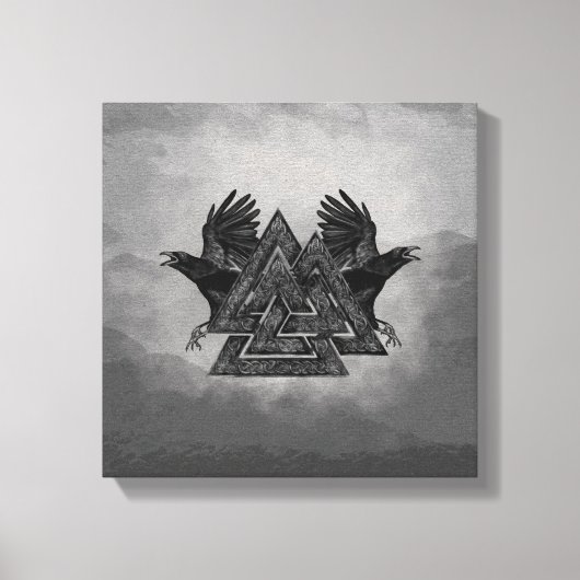 Valknut Symbol en Ravens Canvas Afdruk (Voorkant)