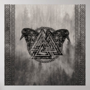 Valknut Symbol en Ravens Poster