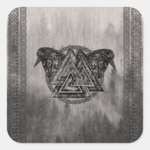 Valknut Symbol en Ravens Vierkante Sticker