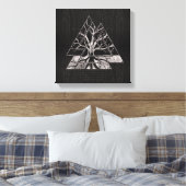 Valknut Symbool en levensboom - Yggdrasil Canvas Afdruk (Insitu (Slaapkamer))