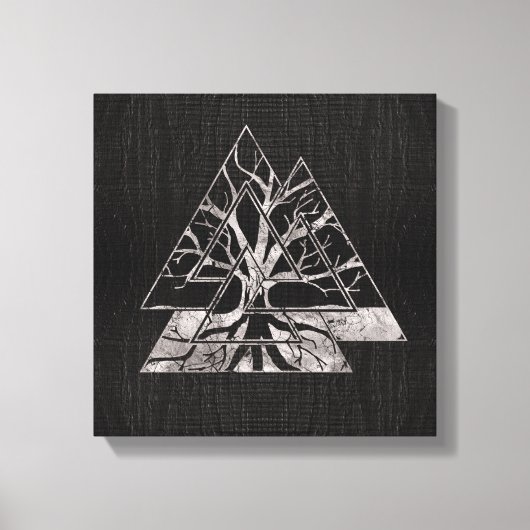 Valknut Symbool en levensboom - Yggdrasil Canvas Afdruk (Voorkant)