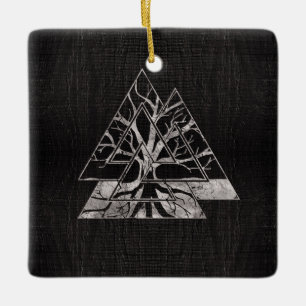 Valknut Symbool en levensboom - Yggdrasil Keramisch Ornament