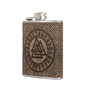 Valknut Symbool en loopt op Keltisch Patroon op ho Heupfles (Links)