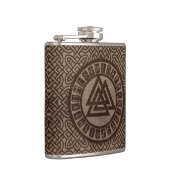 Valknut Symbool en loopt op Keltisch Patroon op ho Heupfles (Rechts)