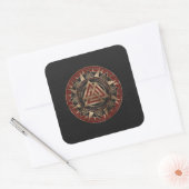 Valknut Symbool Zwart en rood leder en goud Vierkante Sticker (Envelop)