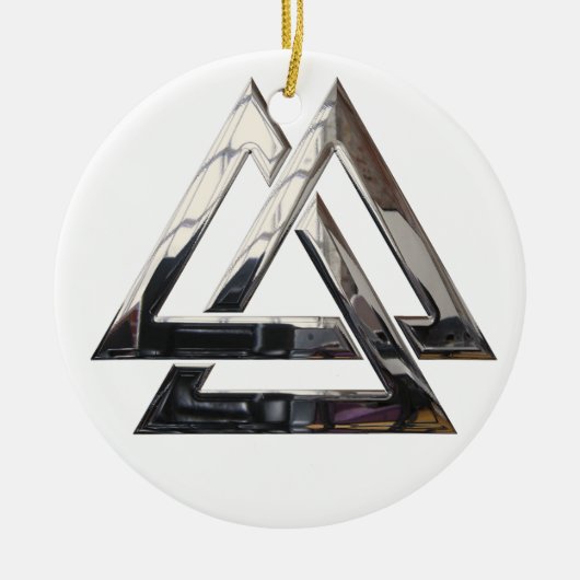 Valknut - zilver keramisch ornament (Voorkant)