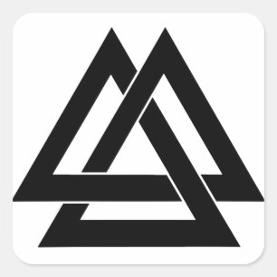 Valknut - Zwarte Vierkante Sticker