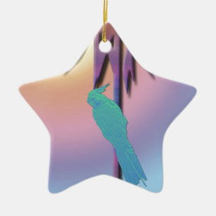 Valkparkiet en Palmboom Digitale Kunst Keramisch Ornament