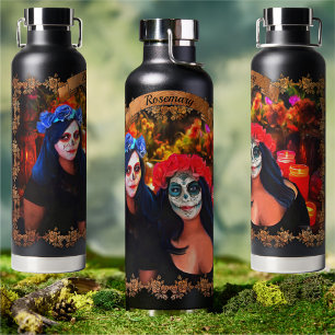 Vallarta Catrinas met bloemen en kaarsen 1718 Waterfles