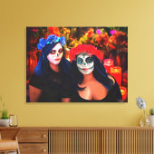 Vallarta Catrinas met Bloemen & Kaarsen 1718 Art Canvas Afdruk (Insitu (Woonkamer))