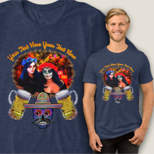 Vallarta Catrinas met schedels 1718 Tri-Blend Shirt