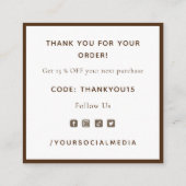 Valle bladeren en eikels in de herfst Dank u bruin Vierkante Visitekaartje (Achterkant)