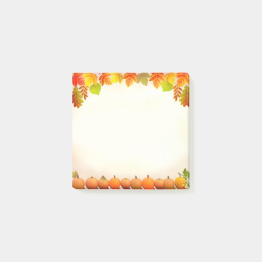 Valle bladeren en pompoenen op scrollen post-it® notes (Voorkant)