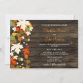 Valle bladeren Rustic Barn Wood Fall Wedding Invit Kaart (Voorkant)