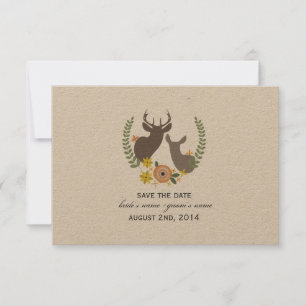 Valle bruiloft Floral Deer redt de datum Save The Date