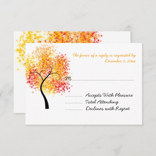 Valle bruiloft Zwirly Tree Wedding RSVP (Voorkant / Achterkant)