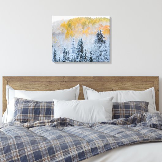 Valle kleuren van espennen en vers sneeuwbalpas canvas afdruk (Insitu (Slaapkamer))