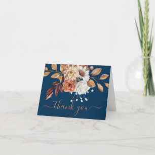 Valle kleuren Waterverf Floral Navy Blue Bedankkaart