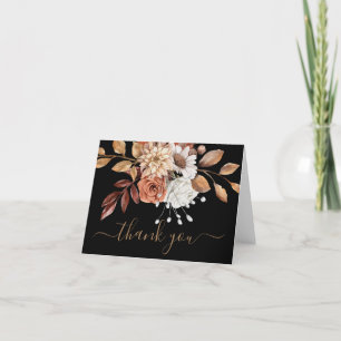 Valle kleuren Waterverf Floral op zwart Bedankkaart