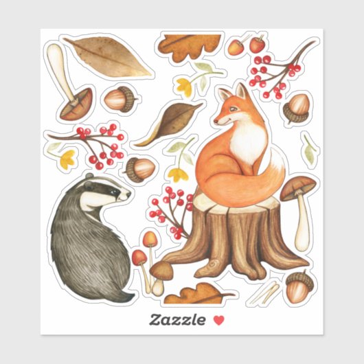 Valle lederen badger en fox vinyldecal sticker (Vel)