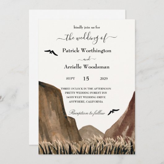 Vallée avec des aigles invitations de mariage de l (Devant / Derrière)