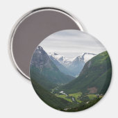 Vallée de Hjelle en Norvège aimant rond (Recto/Verso)