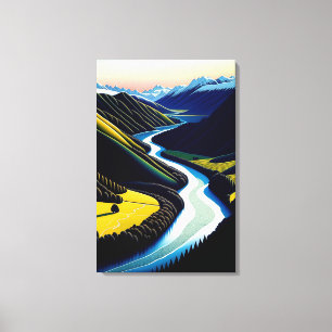 Vallée de la rivière Nouvelle-Zélande - toile Impr