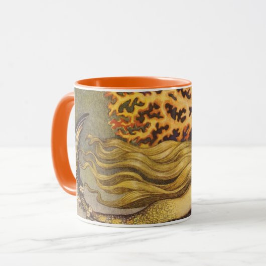 vallei, kleine zeemeermin in oceaankoraal mok (Voorkant links)