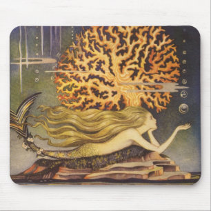  vallei, kleine zeemeermin in oceaankoraal muismat