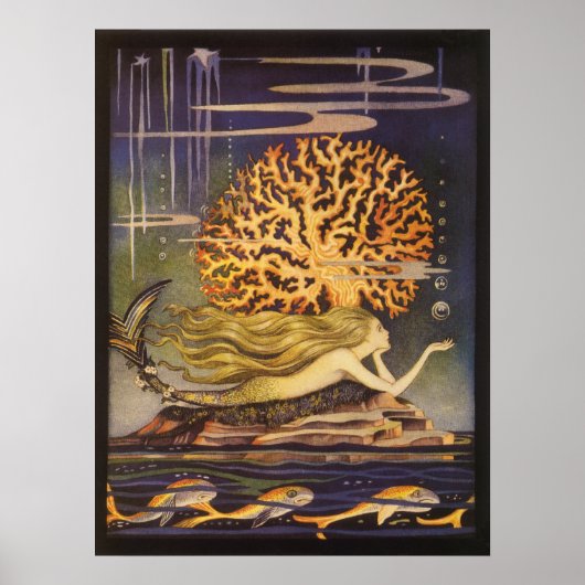  vallei, kleine zeemeermin in oceaankoraal poster (Voorkant)