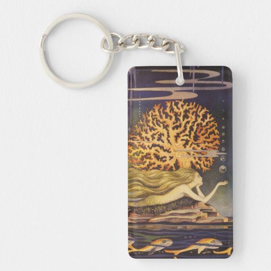 vallei, kleine zeemeermin in oceaankoraal sleutelhanger (Voorkant)