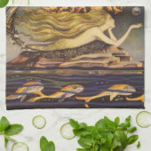  vallei, kleine zeemeermin in oceaankoraal theedoek (Gevouwen)