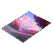 Vallei versierd met rode en blauwe flora notitieboek (Linkerzijde)