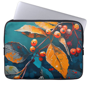 Vallen bladeren en rowan berry. Natuur herfstbloem Laptop Sleeve