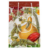 Vallen bladeren Wildflower Pompoenen Rustisch Hout Medium Cadeauzakje (Achterkant)