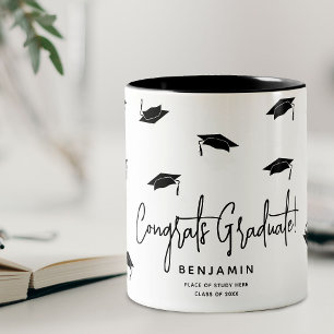Vallen Graduation Caps Gefeliciteerd Afstudeerder Tweekleurige Koffiemok