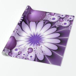 Vallen in liefde Abstracte bloemen & harten Fracta Cadeaupapier