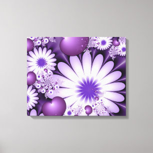 Vallen in liefde Abstracte Bloemen & Harten Fracta Canvas Afdruk