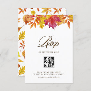 Vallen verlaat Garland Autumn Wedding QR-code RSVP Kaartje