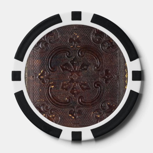 Vallend Oud Leren Boek Poker Chips (Voorkant)