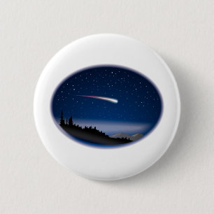 Vallend ster over het Landschap van de Nacht Ronde Button 5,7 Cm