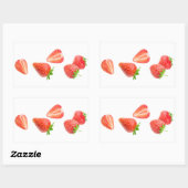 Vallende aardbeien rechthoekige sticker (Vel)