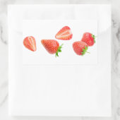 Vallende aardbeien rechthoekige sticker (Tas)