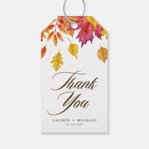 Vallende bladeren Garland Herfst bruiloft Dank u Cadeaulabel