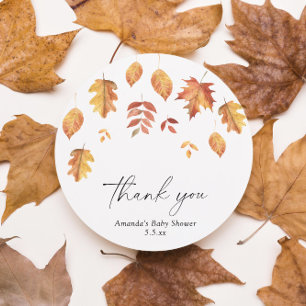 Vallende bladeren herfst baby shower - Dank je Ronde Sticker