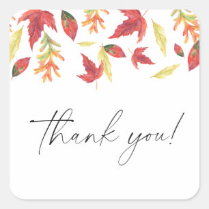 Vallende bladeren herfst baby shower Dank u Vierkante Sticker