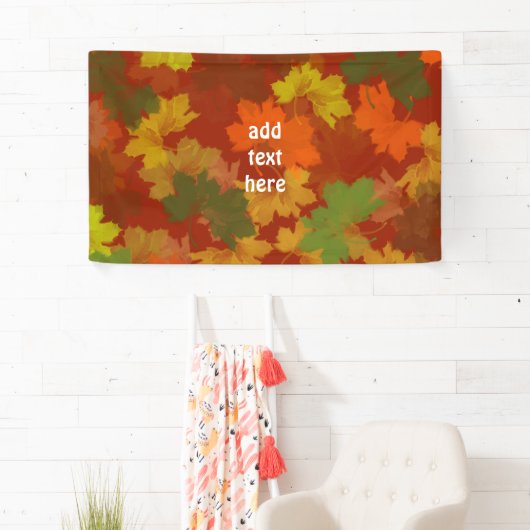 Vallende bladeren - rode achtergrond spandoek (Insitu)