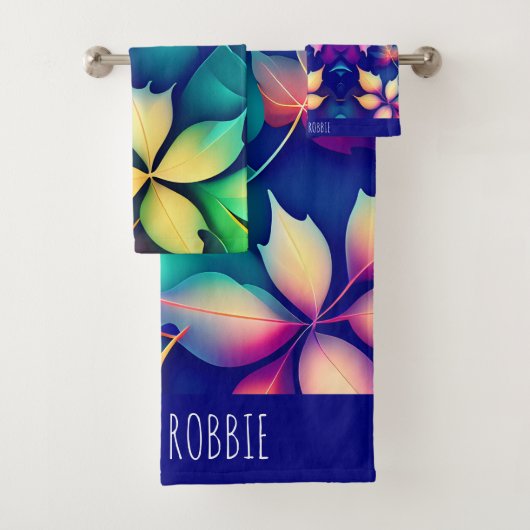 Vallende bladeren Violet Gradient Rainbow Patroon Bad Handdoek (Insitu)