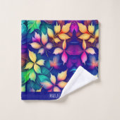 Vallende bladeren Violet Gradient Rainbow Patroon Bad Handdoek (Wasdoekje)