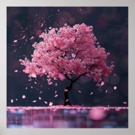 Vallende bloemblaadjes van de kersenbloesem poster